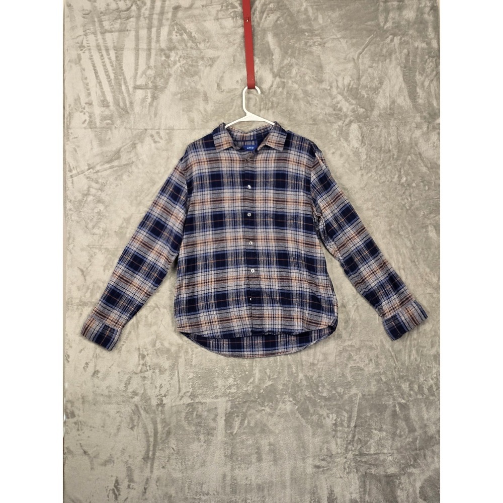 APT 9 Mens Standard Fit Plaid Long Sleeve Button Up Shirt Size Large Blue - Picture 3 of 3